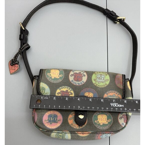 Vintage Dooney & Bourke Shoulder Bag Purse Logo Medallion Colorful Coated Black - Picture 8 of 12